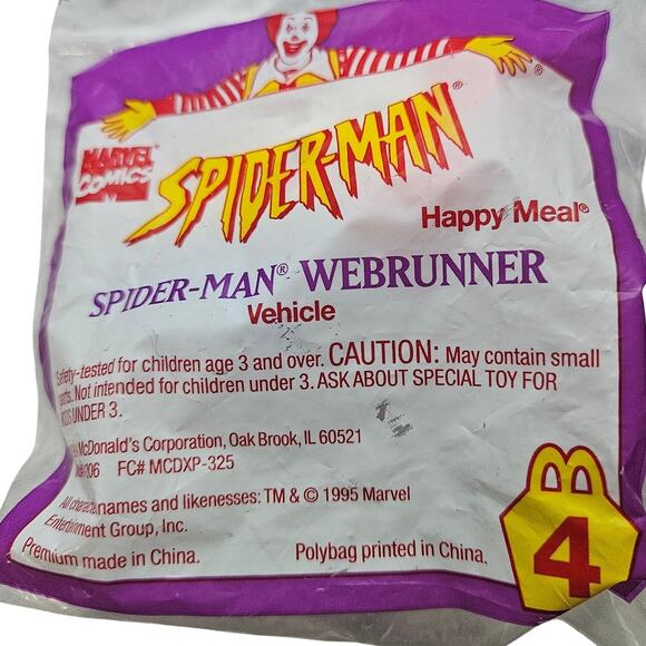 1994 McDonalds Spider Man Webrunner Vehicle 4 New in Package - Picture 1 of 2